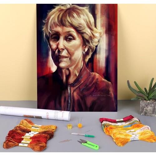 Portrait Mrs. Hudson Printed Water-Soluble Canvas 11CT Cross Stitch Full Kit DIY Embroidery DMC Threads Hobby Promotions