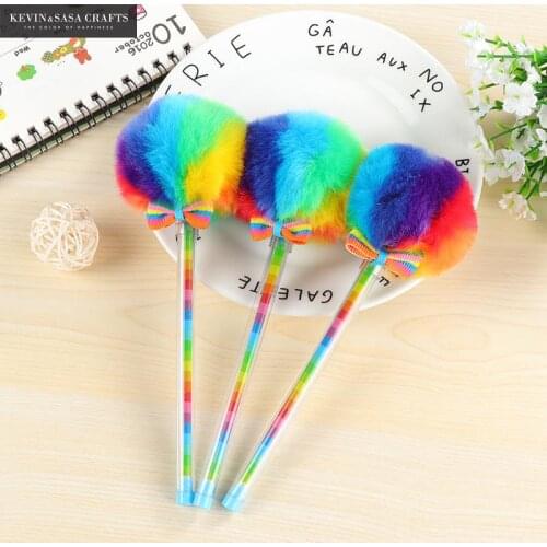 Rainbow Plush Gel Pens Kawaii School Supplies Stationery Gel Ink Pens Gift School Stationery Office Suppliers Kids Pen Tools