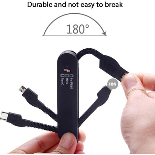 SOUMETIN 2021 New Multi 3 IN 1 Folding Multi-interface USB Fast Charging Date Cable Mini Portable Phone Line For Android Iphone