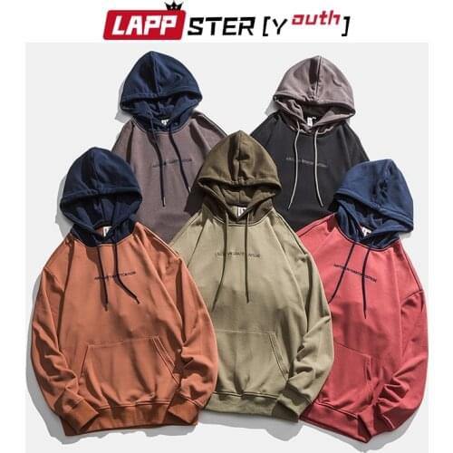 LAPPSTER-Youth Men Streetwear Patchwork Hooded Sweatshirt 2021 Harajuku Hoodie Mens Spring Hip Hop Hoodies Male Vintage Pullover