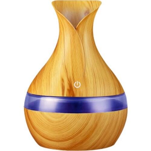 300 Ml Ultrasonic Air Humidifier Aroma Essential Oil Diffuser With Wood Grain 7 Color Changing Led Lights For Office Home