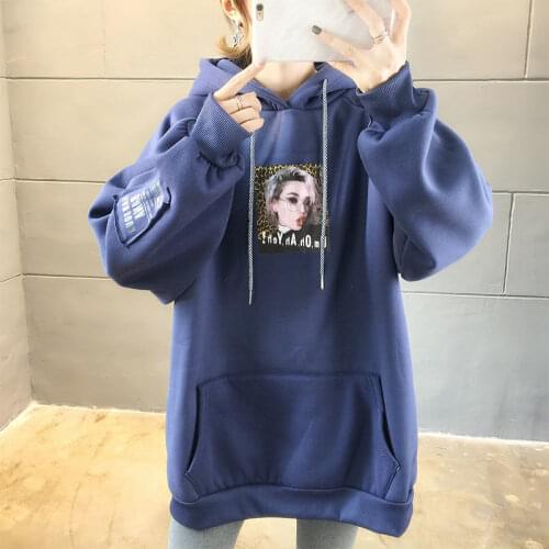 Spring Autumn Style Womens Cotton Hoodies Printed Patchwork Long Sleeve Kangaroo Pockets Korean Casual Sweatshirts AA4125