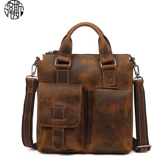 Zenos Vintage Genuine Leather Mens Handbag Purse and Handbags Crossbody Bags Briefcase Messenger 13‘’ Laptop Bag
