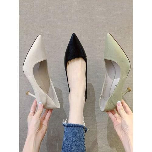 2021 spring and autumn new womens shallow mouth pointed toe shoes fashion small fresh stiletto high heels