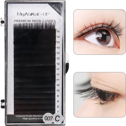 16 Rows Grafting false eyelash 7-15mm Faux lash individual eyelash extension Practice makeup cilios Tools