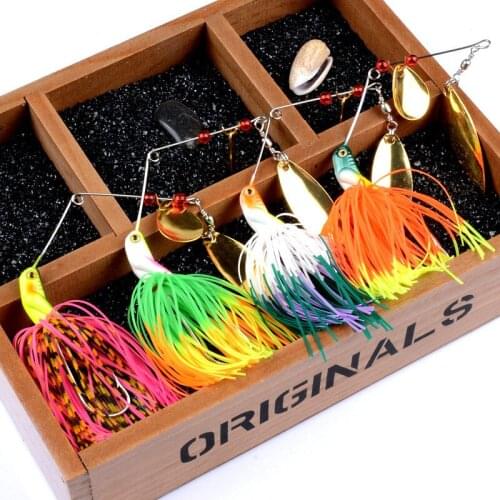 4pcs/Lot 20.5g Spinner Bait Fishing Lure Buzzbait Wobbler Chatter Bait With Brass Fishing Spoon Lure Metal Jig Jigging Lure