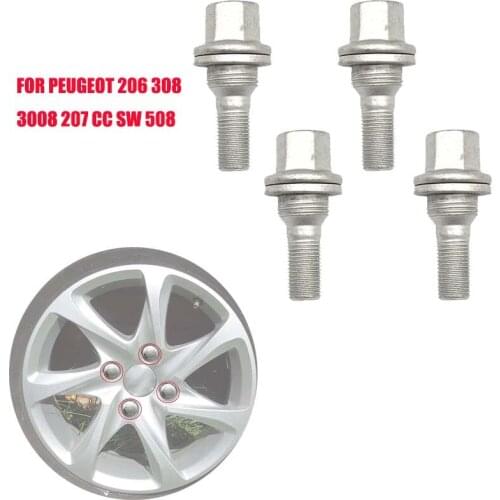 4x For Peugeot 206 308 3008 207 CC SW 508 Citroen Berlingo C3 Pluriel C5 SAXO 2011 2012 2013 Wheel Nuts Bolts Flat Seat 17MM Hex