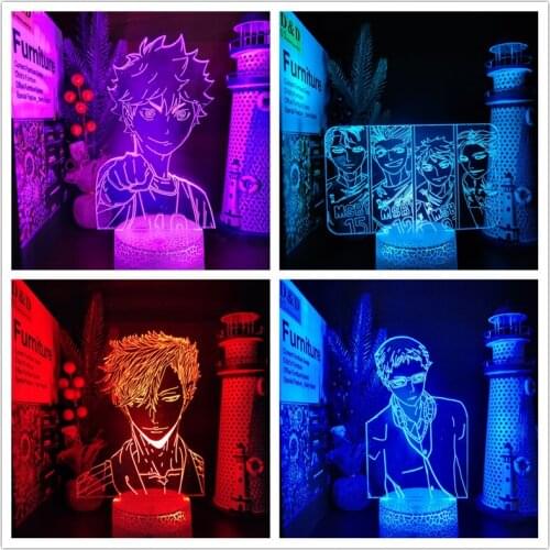 Anime Haikyuu!! 3D Lamp Bokuto Oikawa Tooru Hajime Iwaizumi Acrylic Led Night Light Color Changing Lampara Nightlight Home Decor