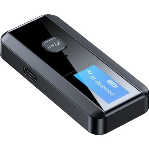 Type-C Bluetooth-compatible 5.0+EDR+LCD Display Audio Receiver Transmitter For TV PC Driver-Free 3.5MM 3.5 AUX Wireless Adapter