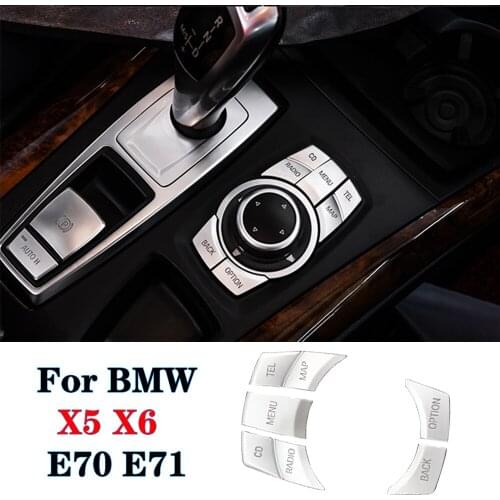 Car Styling For BMW X5 X6 E70 E71 x5m x6m Center Console Multimedia switch Buttons Cover Stickers Trim Interior Auto Accessories