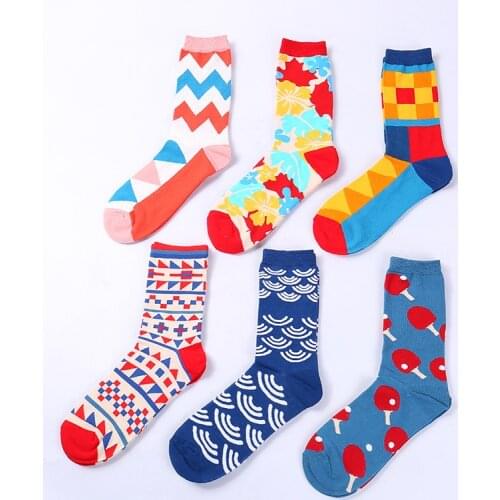 RUNNING CHICK Table tennis racket trend personality pattern cotton socks fashion creative gift non-slip lovers socks wholesale