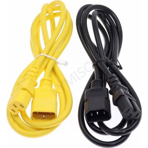 C14-C15 Power Cord, IEC 320 C14 Male To C15 Female Extension Cable 1.8m 6ft Black Yellow 10A 250V