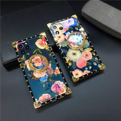 Fashion Glitter Blu-Ray Soft Smooth Vintage Square Cover Floral Flower Case for LG Stylo 7 6 4 Stylo7 Stylo5 K51 K61 Stylo 5