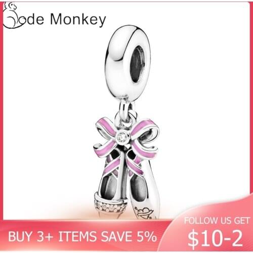 CodeMonkey 925 Sterling Silver Ballet Shoes Charm Beads Fit Original Design Bracelets For Women DIY Jewelry Making CMS1508