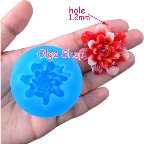 HYL351 34.8mm x 31.1mm Flower Silicone Mold Fondant Cake Decoration Candy Resin Clay Earrings Necklace Craft Soap Candle