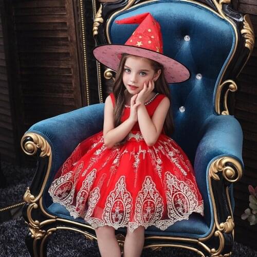 Korean Style Child Birthday Party Dress Flower Dresses for Girls of 10 Year Old Kid Halloween Party Dress