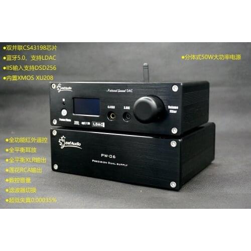 Dual CS43198 Remote Control True Balance Audiophile DAC Decoder DSD256XMOS Bluetooth 5.0 LDAC Headphone Amplifier