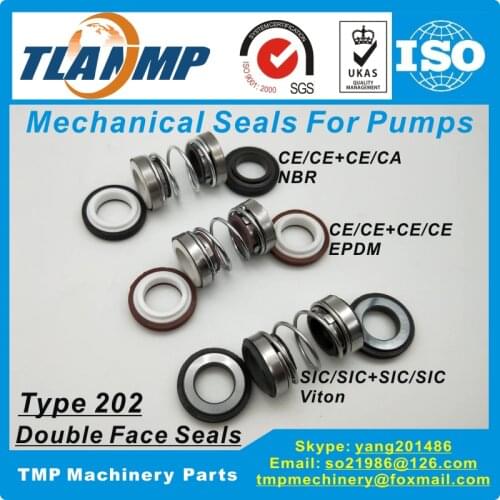 202-14 Double Face Mechanical Seals (Material: CE/CE/EPDM ,CA/CE/NBR, SiC/SiC/VIT) Shaft size 14mm, Outersize of Seat 28mm