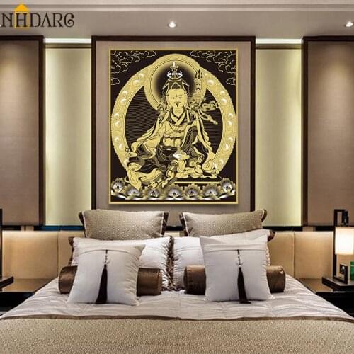 Buddha Painting Thangka India Chinese Religion Master Padmasambhava Canvas Print Painting Poster Art Wall Picture Home Decor