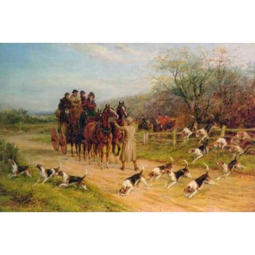 Handmade beautiful paintings Heywood Hardy Hounds First Gentlemen horses and dogs Landscapes art Canvas for wall decor