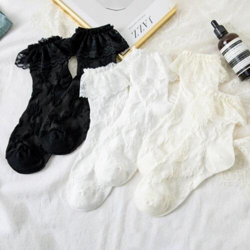 Lolita Lace Socks Women Sweet Rose JK Socks Girls School Cotton Socks Femme Ankle Dress Calcetine Medias