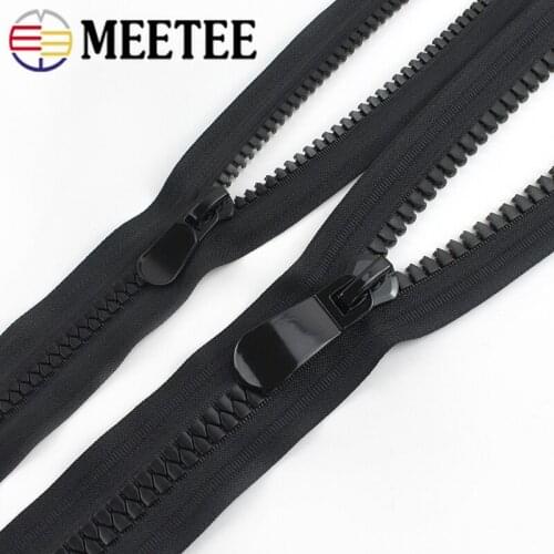 Meetee 70-150cm 8# 15# Open-end Resin Zipper Down Jacket Coat Double Sliders Zip DIY Sewing Clothing Bags Accessories Material