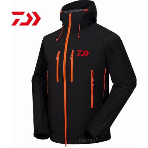 Daiwa Spring Autumn Waterproof Windproof Fleece Fishing Clothes Long Sleeve Hooded Outdoor Sport Breathable Fishing Jackets Men