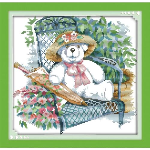 The elegant little white bear cross stitch kit 14ct 11ct count print canvas stitching embroidery DIY handmade needlework