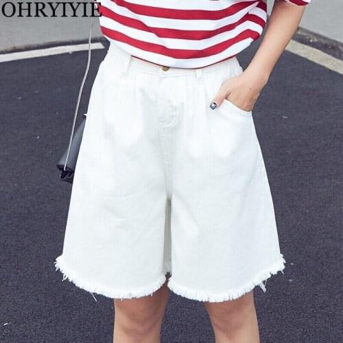 OHRYIYIE Plus Size 3XL Loose White Black Denim Shorts Spring Summer Women 2019 New Casual Wide Leg Shorts Female Short Jeans