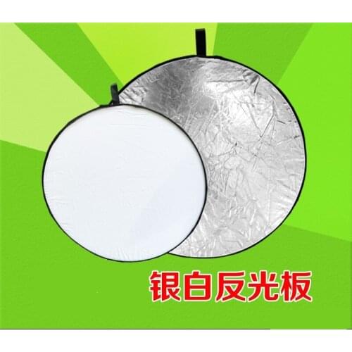 60/80/110cm 2 in 1 Silver/White round Collapsible disc Light Reflector Diffuser for Flash Photo Studio Photography