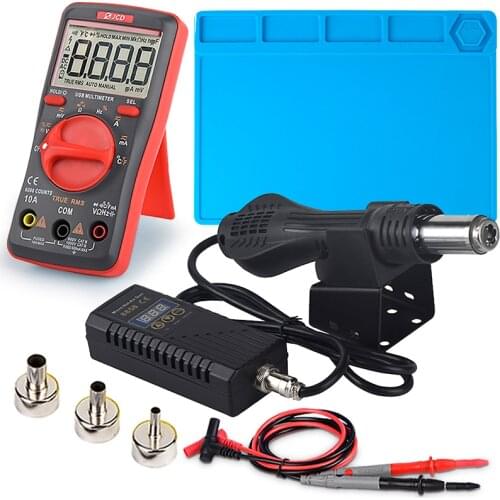JCD Heat Gun 220V LED Digital Micro Rework soldering station working mat Digital meter 750W Hot air gun welding repair tools
