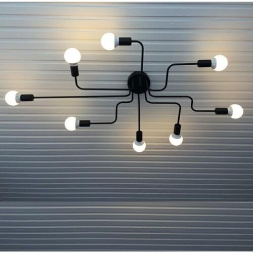 Multiple Rod Wrought Iron Ceiling Light Retro Industrial Loft Nordic Dome Lamp for Home Decor Dinning Cafe Bar