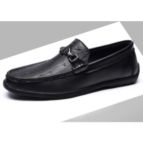 Genuine Leather Luxury Loafers Men Classic Business Flat Driving Shoes Upscale Mens Shoes Casual Slip On Office Footwear Black