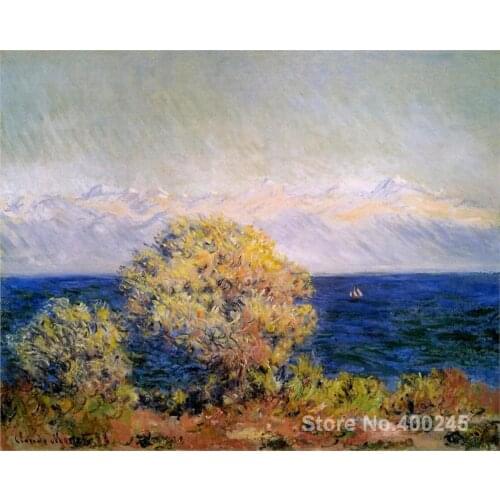 Christmas Gift art on Canvas At Cap d Antibes Mistral Wind by Claude Monet Painting High Quality Handmade