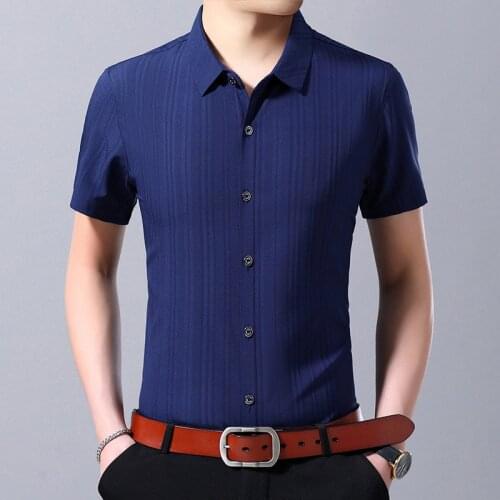 Ymwmhu New Fashion Mens Shirt Cotton Short Sleeve Turn-down Collar Summer Shirt Solid Casual Male Shirt Streetwear Clothes