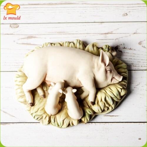 Handmade Garden Style Pig Mother Soap Candle Silicone Mold Home Decoration Concrete Plaster Tool