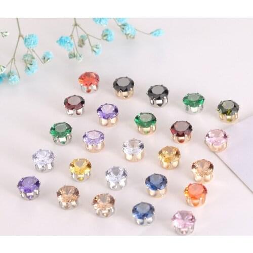Gold Silver Base Round Shape Glass Strass Rhinestones Zircon Artificial Gemstone For DIY Jewelry Decoration Accessories
