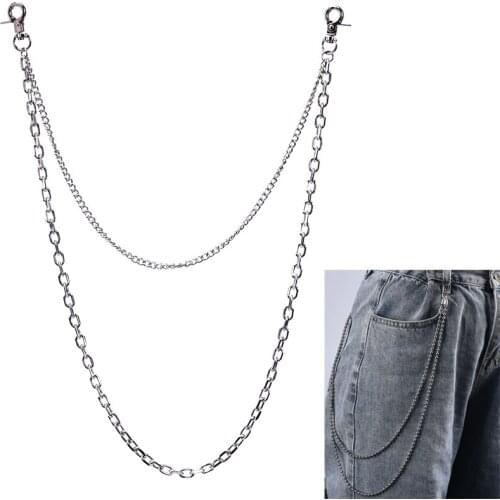 Street Ring Pendant Key Chain Metal Beads Wallet Chain Rock HipHop Punk Hook Biker Pant Waist Link Belt Jewelry 2 Styles
