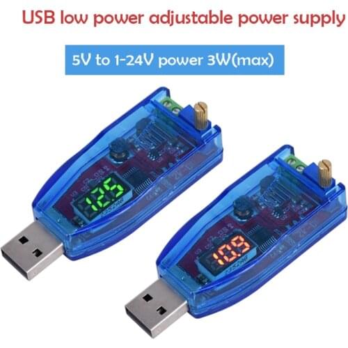 USB Boost Module 5V to 12V24V Voltage Display 1-24V Adjustable Voltage Low Power 3W Desktop Power Supply