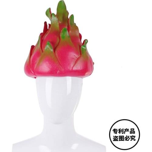 Halloween Christmas Carnival Masquerade Party Funny Silicone Simulation Fire Dragon Fruit Hat Unisex Cosplay Costume Props