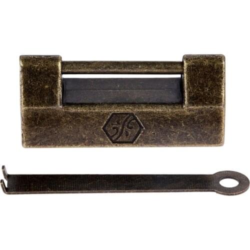 1PC 43*19mm Antique Vintage Decorative Carving Latch Lock Chinese Antique Brass Jewelry Padlock Box Door Hardware With Key