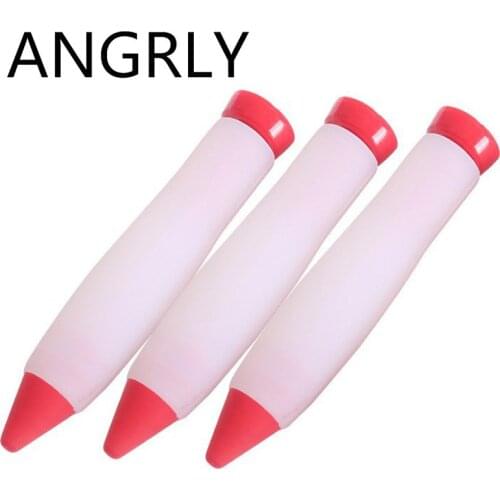 1Pcs Pastry Cream Chocolate Decorating Syringe Silicone Plate Paint Pen Cake Cookie Ice Cream Decorating Pens Mold Kitchen