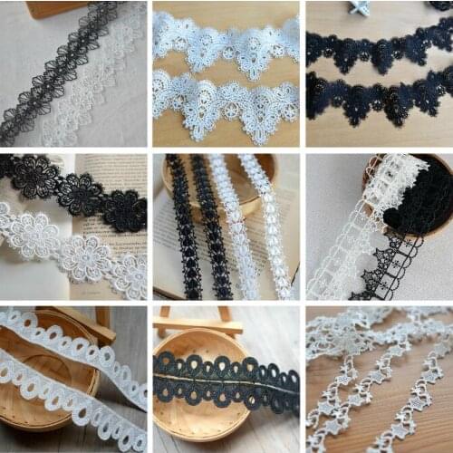 1 Yard High Quality Water Soluble Lace Ribbon White Black Lace Trims Apparel Sewing Accessories Handmade Lace Fabric Trimming