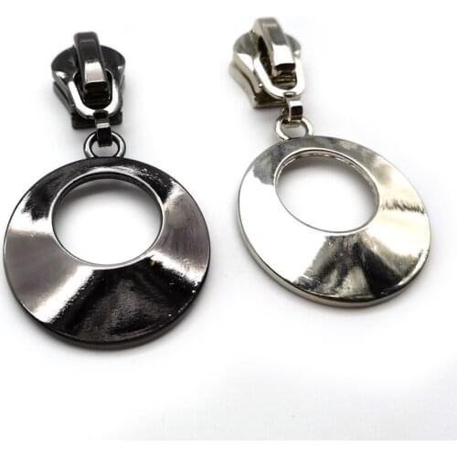 20pcs/lot, Zinc Alloy Zipper Slider with Round Zipper Pull 5# 8# Metal Zip Nylon Zip Resin Zip