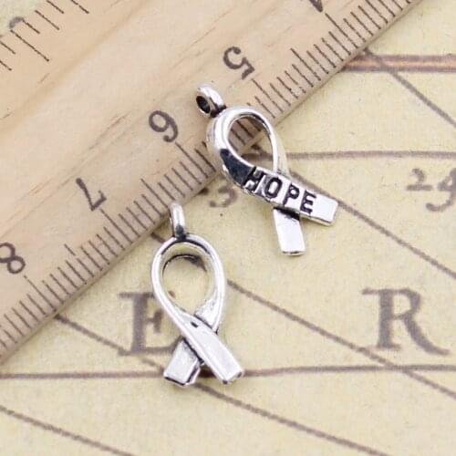 30pcs Charms Hope Awareness Ribbon Bow Tie 19x7mm Tibetan Bronze Silver Color Pendants Antique Making DIY Handmade Jewelry