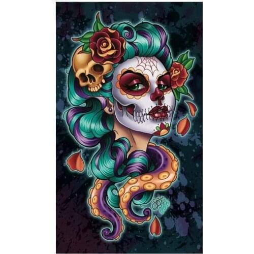 3d diamond painting octopus skull women full drill square diamond embroidery cross stitch Halloween portrait wall sticker EE1805