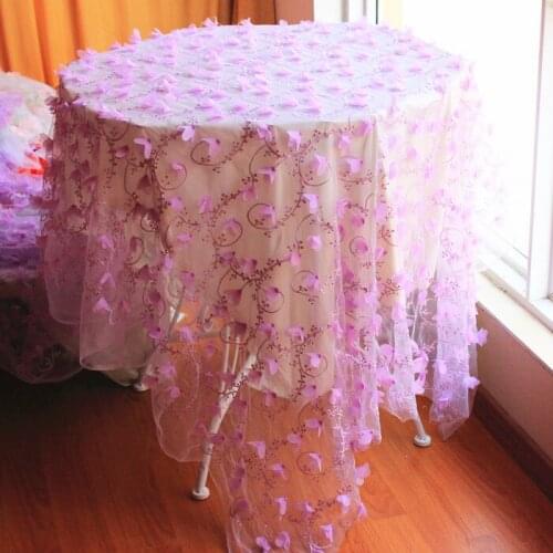 3D Flower Lace Tablecloths for Weddings, Vintage Embroidered Lace Table runner Overlay for Baby Bridal Shower Decoration