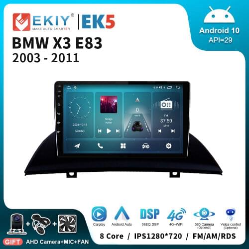 EKIY IPS 1280*720P Android 10 Car Radio for BMW X3 2006-2010 Navigation GPS Carplay Wireless Player Stereos Recorder Head Unit