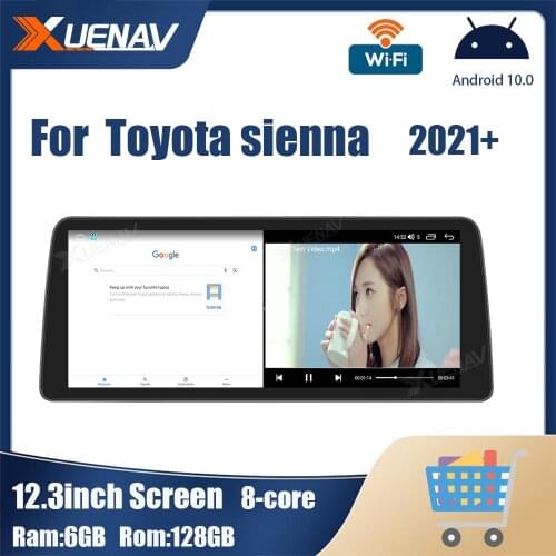 12.3 inch screen Car Multimedia Radio For Toyota sienna 2021Car GPS Navigation DSP 128GB Android Wifi carplay 2 din