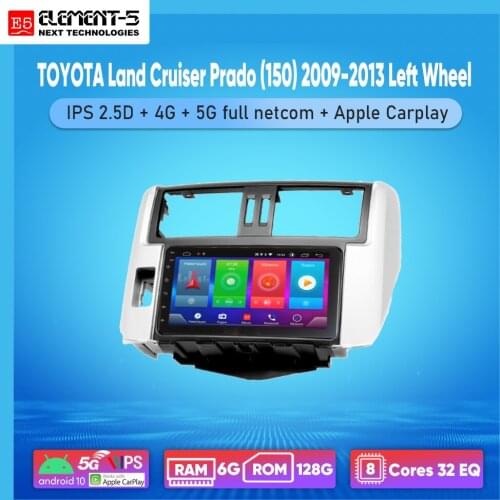 ELEMENT-5 7" 2G+32G Android 8,9,10 4G WIFI RDS DSP Car Radio For TOYOTA Land Cruiser Prado (150) 2009-2013, Navigation GPS HIFI